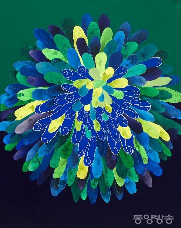 이지은, '국화'. 캔버스에 혼합 매체, 227 x 182cm. 2015.