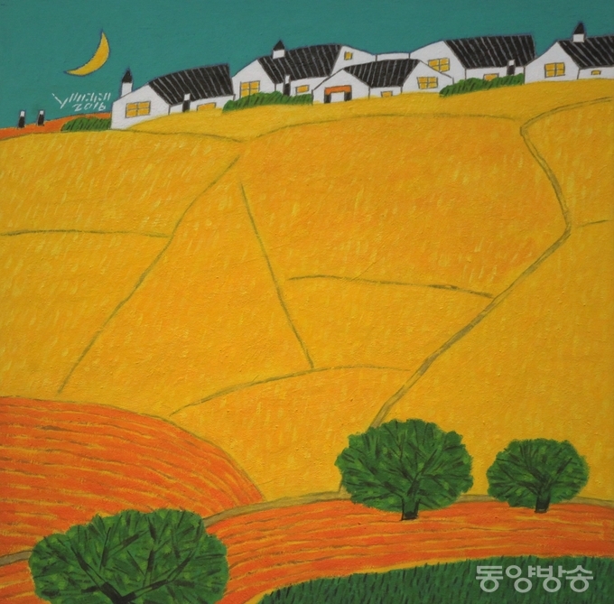 나윤찬 作 | NA-155 여행에서 두고 풍경 | 70.0x70.0cm | Acrylic on Canvas/사진=장건섭 기자