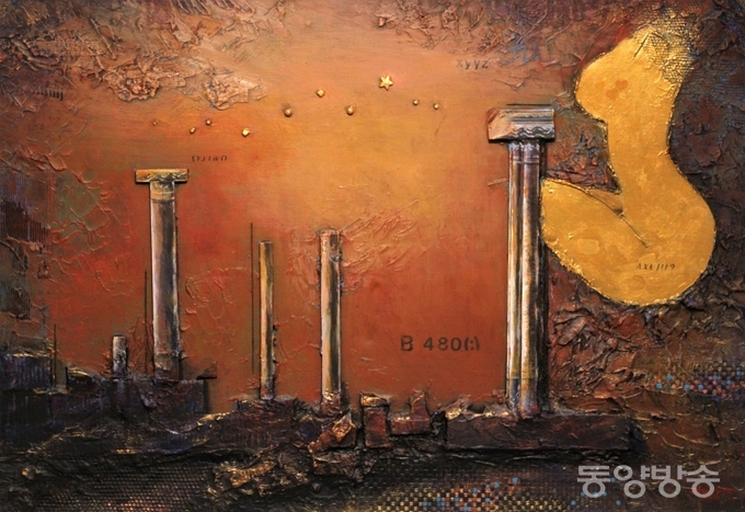 송백송 作 | 파르테논신전 | 116.8x80.3cm | Acrylic, Mixed Media/사진=장건섭 기자