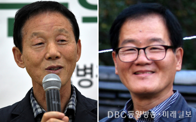 8일 오후 경남 산청군 한국선비문화원에서 열린 '제14회 천상병귀천문학대상 시상식에서 우수상을 수상한 김종호 시인(왼쪽)과 문모근 시인./경남 산청=장건섭 기자