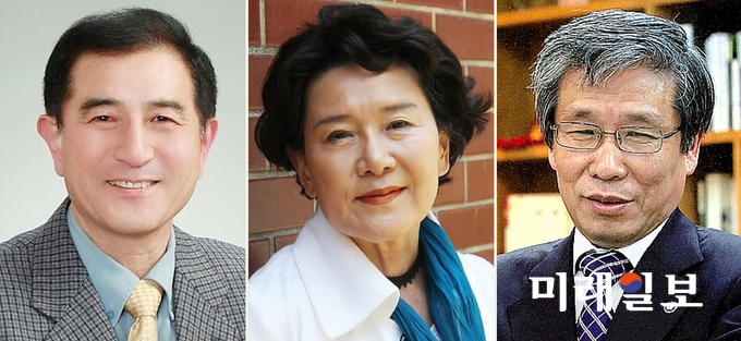 제3회 세계한글작가대회 대회장인 손해일 국제PEN한국본부 이사장(왼쪽부터), 조직위원장인 유안진 시인(대한민국예술원 회원), 집행위원장인 김성곤 한국문학번역원 원장(서울대학교 명예교수)./사진=미래일보 DB