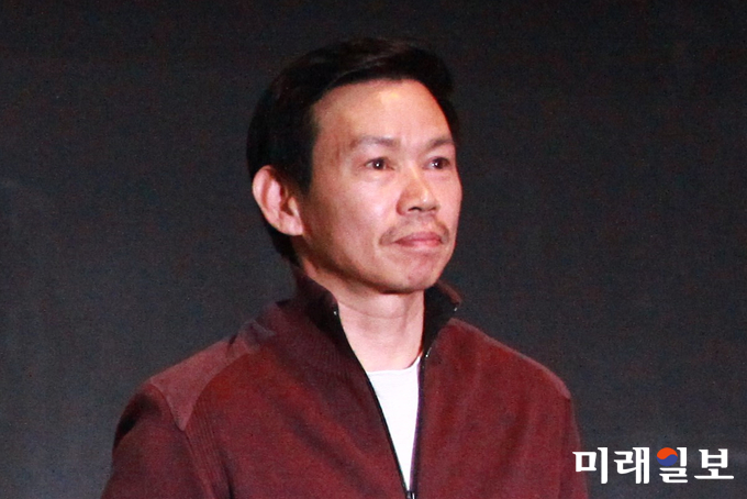5일 오후 서울 광진구 롯데시네마 건대입구에서 영화 '원죄' 언론/배급 시사회가 열린 가운데 배우 백승철이 무대인사를 하고 있다./사진=장건섭 기자