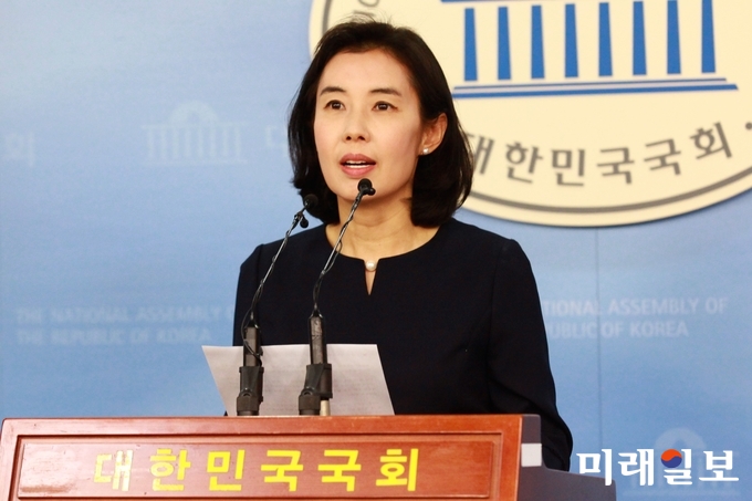 박경미 더불어민주당 원내 대변인이 24일 오후 서울 여의도 국회 정론관에서 브리핑을 하고 있다./사진=장건섭 기자