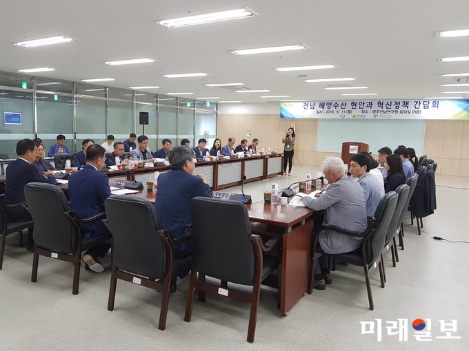 전라남도는 어촌 뉴딜사업 등 해양수산 분야 현안 해결을 위해 한국해양수산개발원(KMI),광주전남연구원, 해양수산과학원, 수협, 시군 등 각급 기관과 11일 나주 광주전남연구원에서 협업 간담회를 가졌다. / 사진=전남도 제공