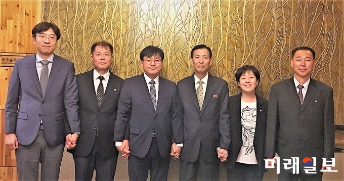 민중당과 북한 조선사회민주당이 지난 21일 중국 심양에서 실무회담을 가졌다./사진=민중당 제공