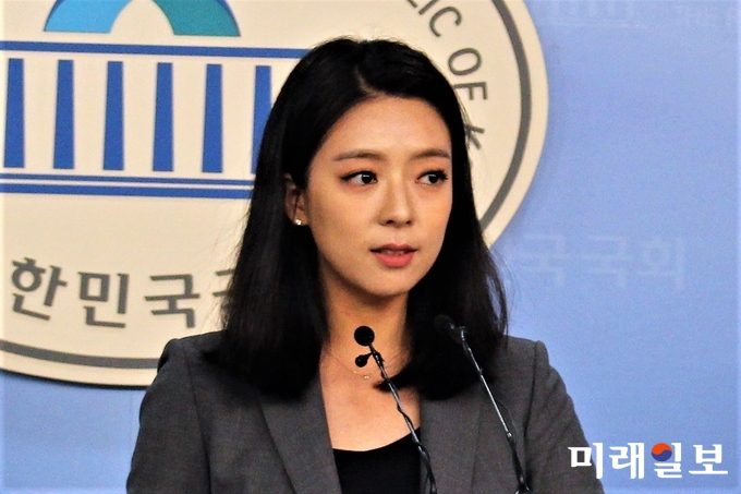 배현진 자유한국당 비상대책위원회 대변인이 30일 오전 국회 정론관에서 비대위 비공개 결과 브리핑을 하고 있다./사진=김정현 기자