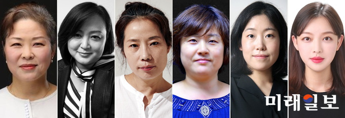 극단 민예 창단 45주년 제155회 정기공연, 연극 '꽃신' 출연진. 왼쪽부터 김연재(도희 역), 이혜연(혜숙 역, 극단 민예 대표), 심소영(영순 역), 송정아(꽃분 역), 김시원(미자 역), 신은제(아름 역)./사진=극단 민예