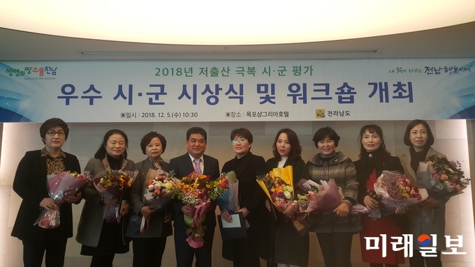 전라남도는 5일 목포 샹그리아호텔에서 저출산 극복 우수 시군 시상식 및 워크숍을 개최했다. / 사진=전남도 제공