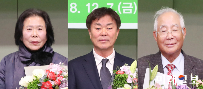 전라남도 문화상 수상자인 문학부분 아동문학가 김옥애씨, 예술부문 국악인 김오현씨, 전문건설인 최상준씨(왼쪽부터) / 사진=전남도 제공