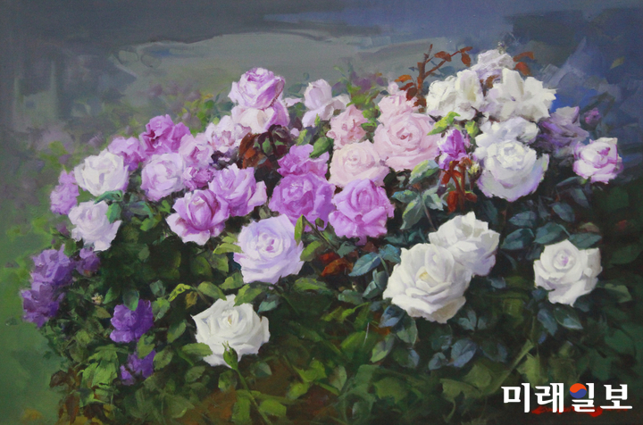 서울 여의도 국회 본관 5층 문체위 앞 전시공간 문화샛길에서 오는 5월 10일까지 열리고 있는 '국회 '남·북 미술전' 한국작가 김의웅의 '6월이 오면'/사진=장건섭 기자