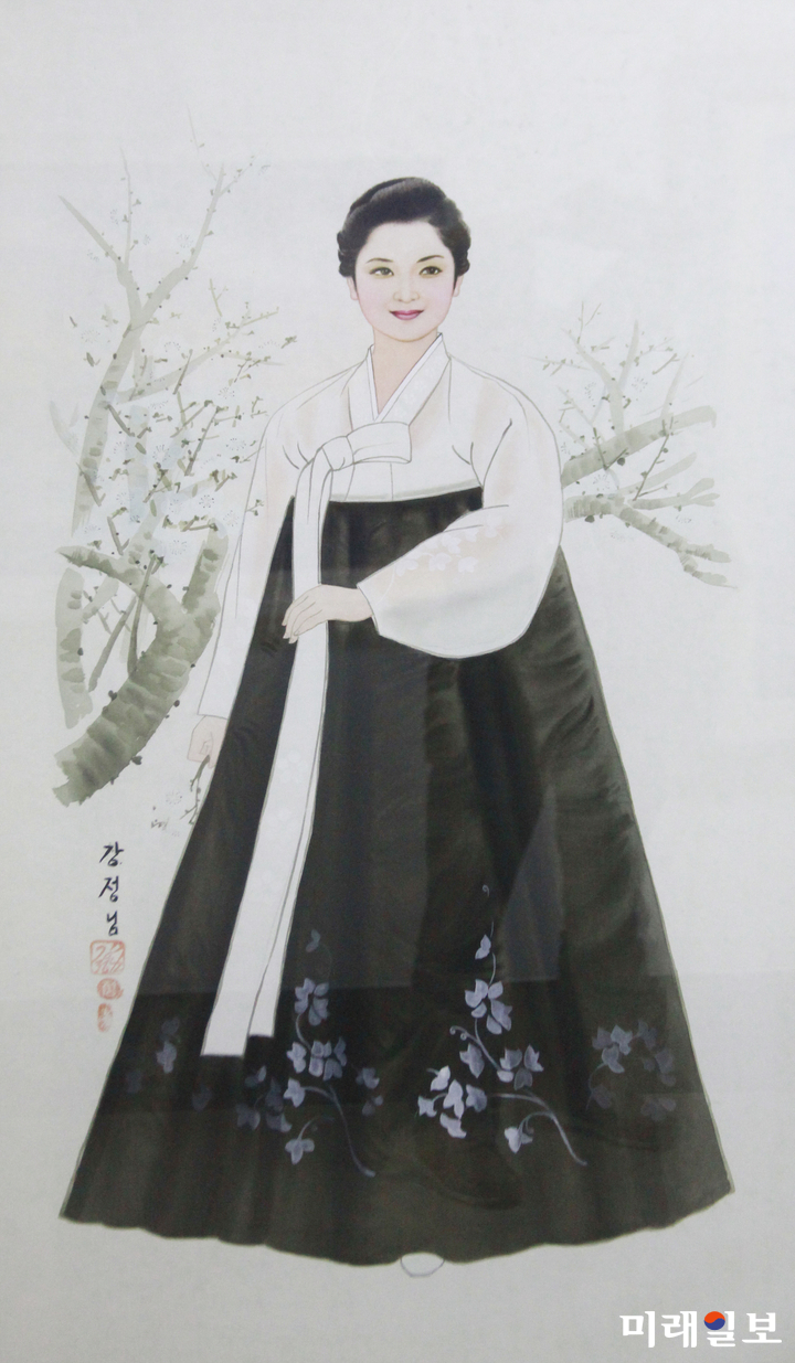 서울 여의도 국회 본관 5층 문체위 앞 전시공간 문화샛길에서 오는 5월 10일까지 열리고 있는 '국회 '남·북 미술전' 북한 공훈예술가 강정님의 '봄'/사진=장건섭 기자