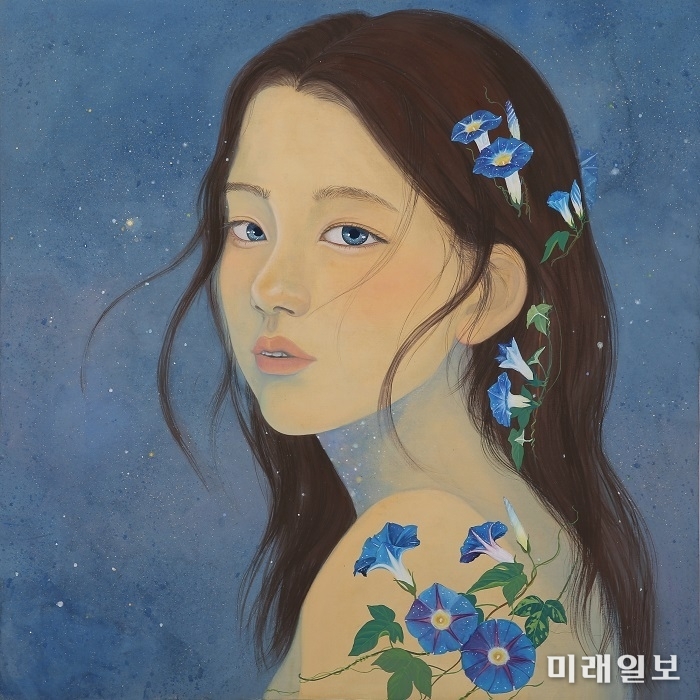 이선희_별이된 소녀에게_마직에 분채_100×100cm_2018