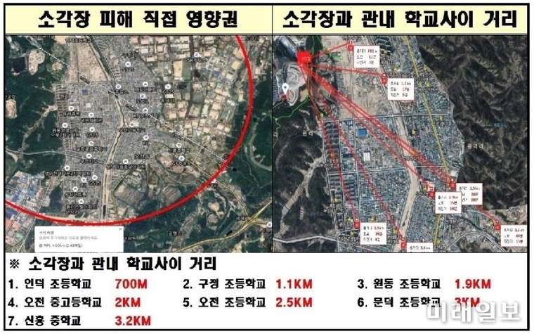 경상북도 포항시 오천읍 지역에 설립 가동하고 있는 'SRF 발전소' 영향 분석도./사진=A씨 제공