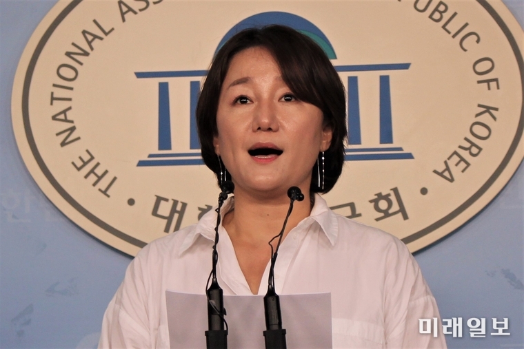 이재정 더불어민주당 대변인이 18일 국회 정론관에서 나경원 자유한국당 원내대표와 관련해 현안 브리핑을 하고 있다./사진=김정현 기자