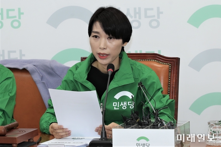 김정화 민생당 공동대표가 23일 오전 서울 영등포구 여의도 국회에서 열린 최고위원회의에서 모두발언하고 있다./사진=김정현 기자