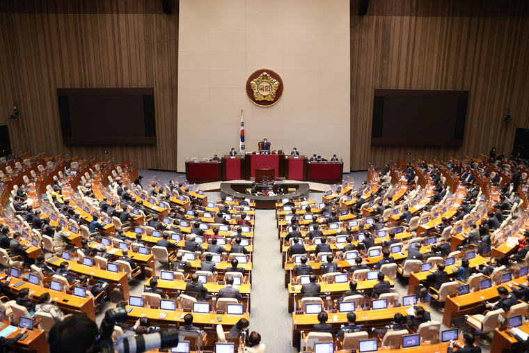 9일, 국회는 여의도 본청에서 본회의를 열어, 주요 민생 법안 등 115건의 안건을 의결했다./사진=국회사무처 공보실