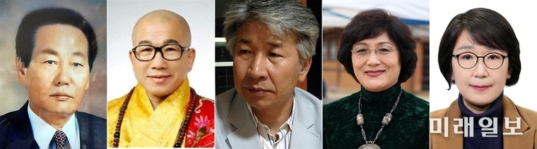 제14회 한국문학 백년상 수상자(왼쪽부터) 조기호 시인, 석연화 시조시인, 황충상 소설가, 박종숙 수필가, 배다인 동화작가./사진=미래일고 DB