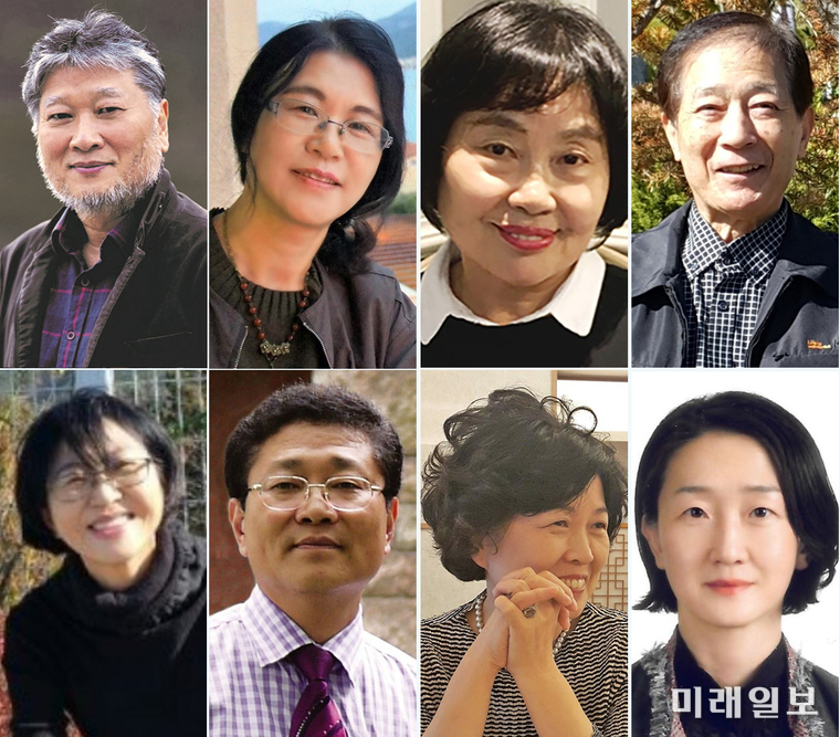 제11회 월간문학상 수상자. (윗줄 왼쪽부터) 권득용 시인, 최애란 시인, 김임순 시조시인, 박영래 소설가, (아랫줄 왼쪽부터) 유미경 소설가, 강경호 평론가, 사공정숙 수필가, 신새별 아동문학가./사진=한국문인협회 제공