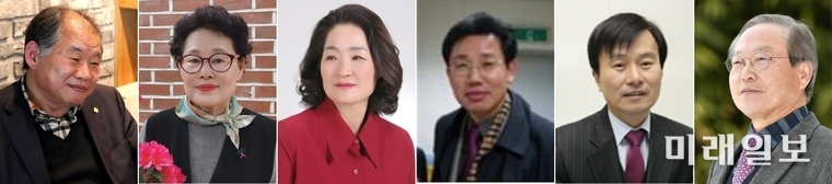 사단법인 한국문인협회가 제정한 제12회 월간문학상 수상 작가. (왼쪽 부터) 주강홍 시인, 장기숙 시조시인, 황정희 시조시인, 정승재 소설가, 김한섭 수필가, 강성남 아동문학가./사진=한국문인협회 제공