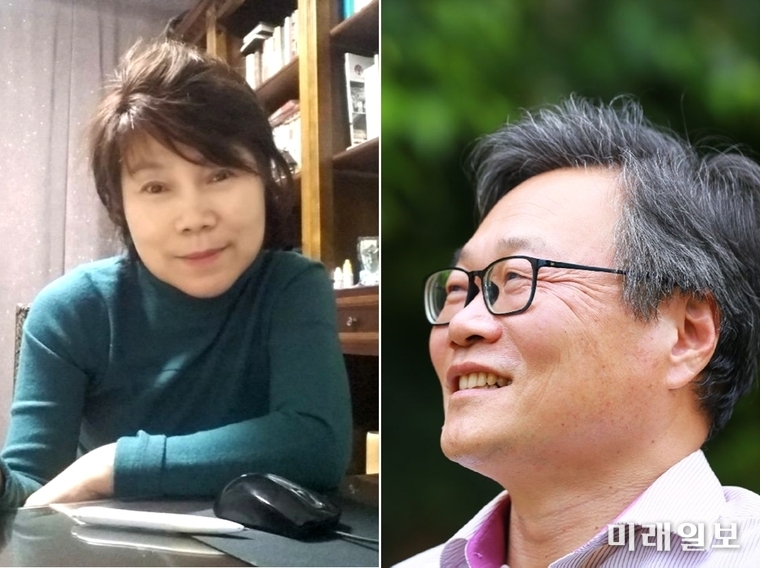 2023 제12회 녹색문학상 공동 수상자 오원량 시인(왼쪽)과 변경섭 소설가./사진=한국산림문학회 제공