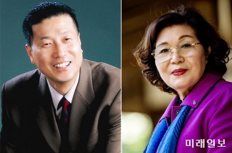 제2회 송파문학상 수상자 이원우 시인(왼쪽)과 최균희 작가./ⓒ미래일보