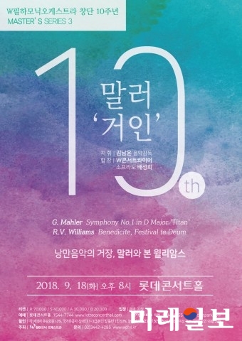 W필하모닉오케스트라 창단 10주년 기념 마스터스시리즈 말러 ‘거인’ 개최